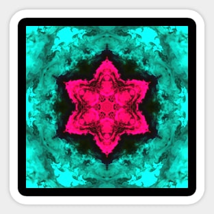 Cyan and Pink Smoke Kaleidoscope Pattern Sticker